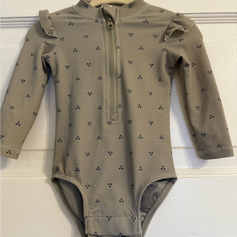 Quincy Mae Kids Swim One Piece in Olive